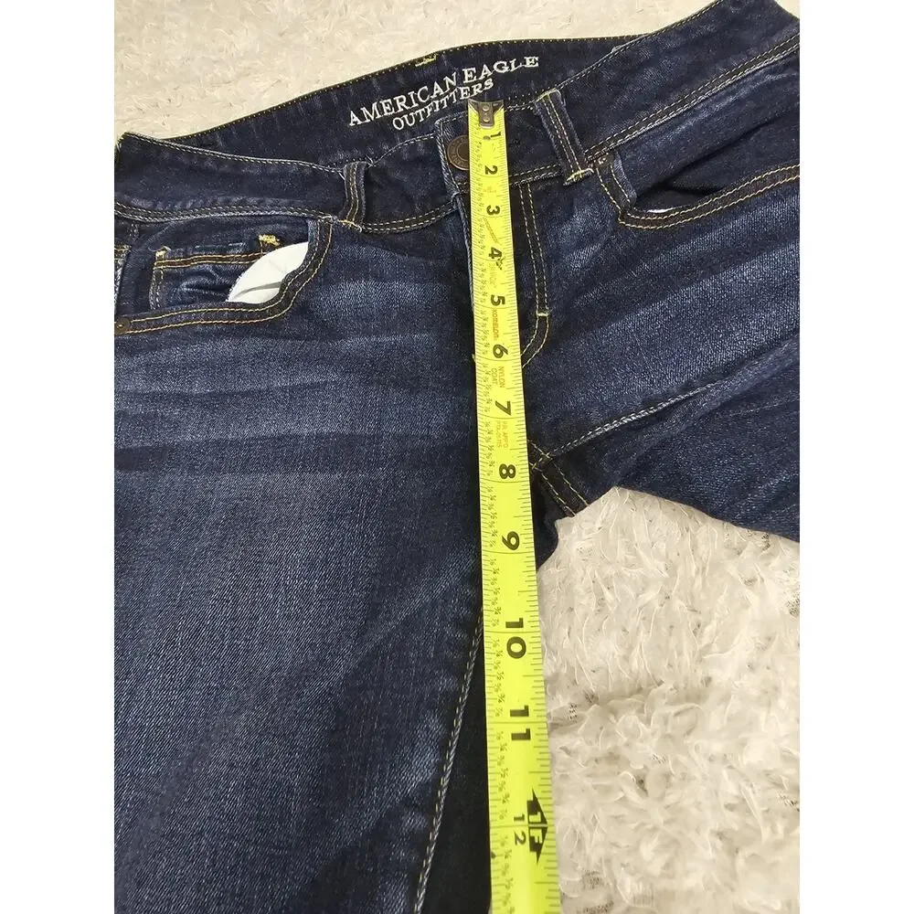 American Eagle Kick Boot Stretch Jeans Womens 6 Regular Dark Wash Blue Western